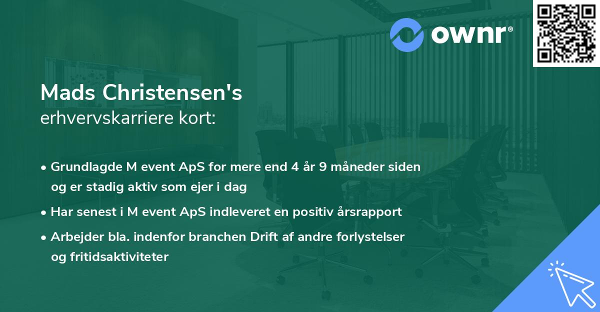 Mads Christensen's erhvervskarriere kort