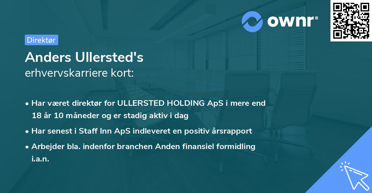 Anders Ullersted's erhvervskarriere kort