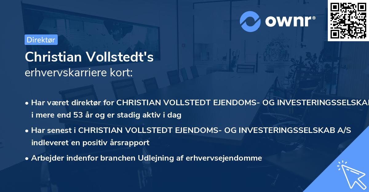 Christian Vollstedt's erhvervskarriere kort