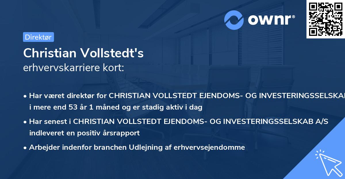 Christian Vollstedt's erhvervskarriere kort