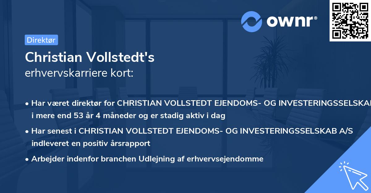 Christian Vollstedt's erhvervskarriere kort