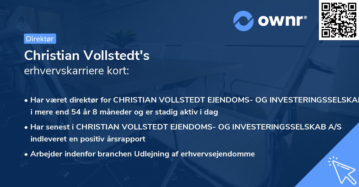Christian Vollstedt's erhvervskarriere kort