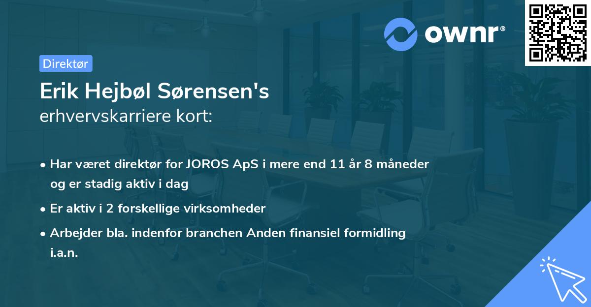Erik Hejbøl Sørensen's erhvervskarriere kort