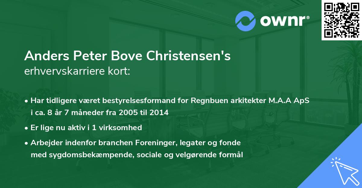 Anders Peter Bove Christensen's erhvervskarriere kort