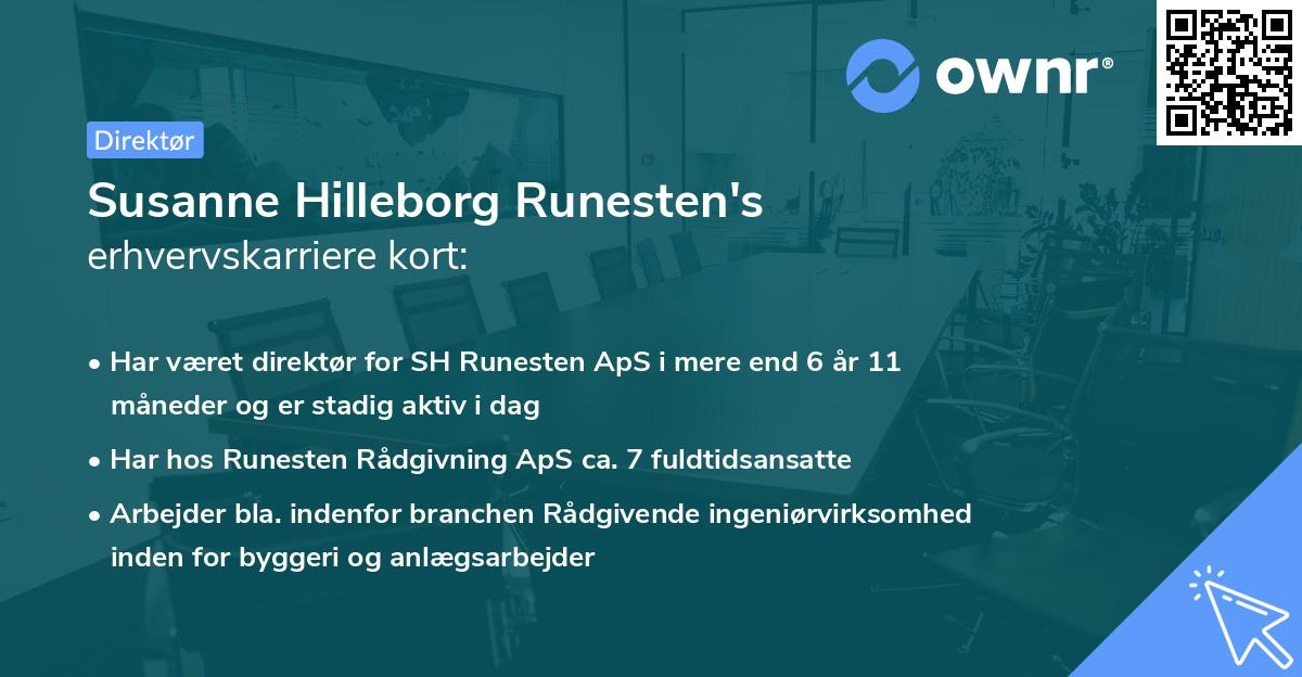 Susanne Hilleborg Runesten's erhvervskarriere kort