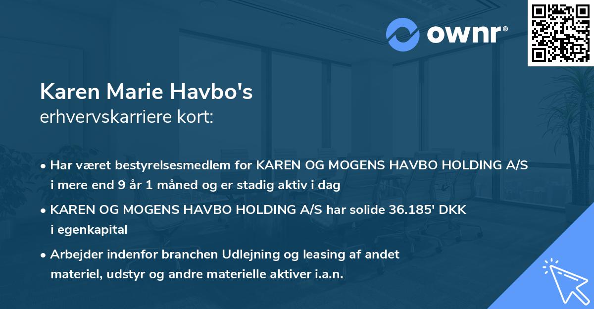 Karen Marie Havbo's erhvervskarriere kort