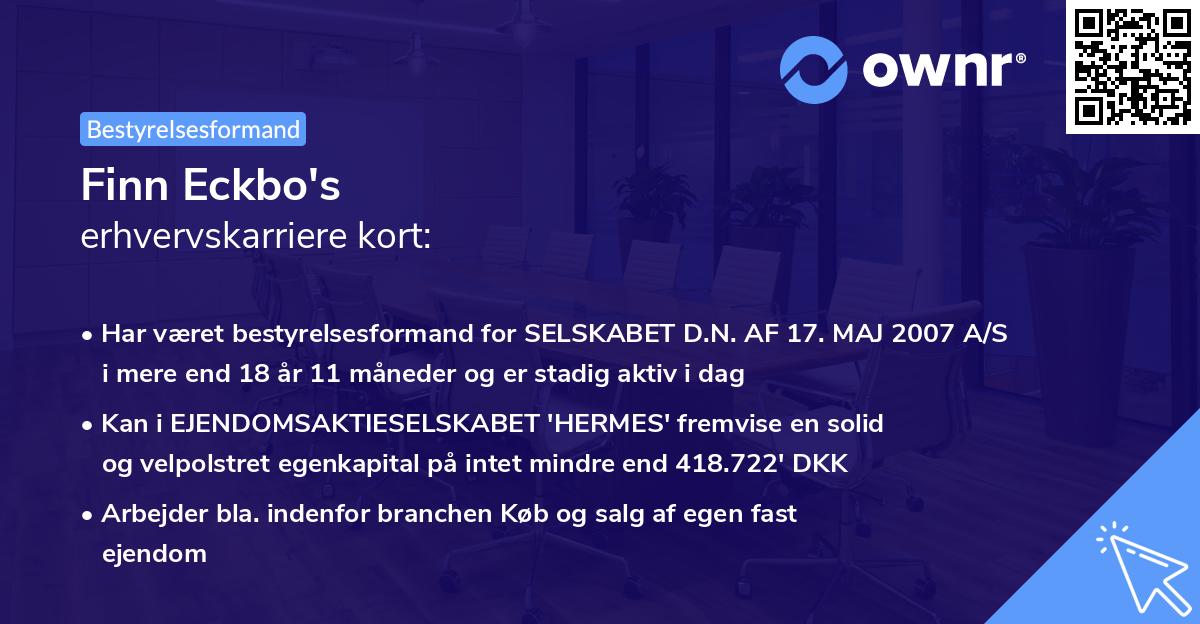 Finn Eckbo's erhvervskarriere kort