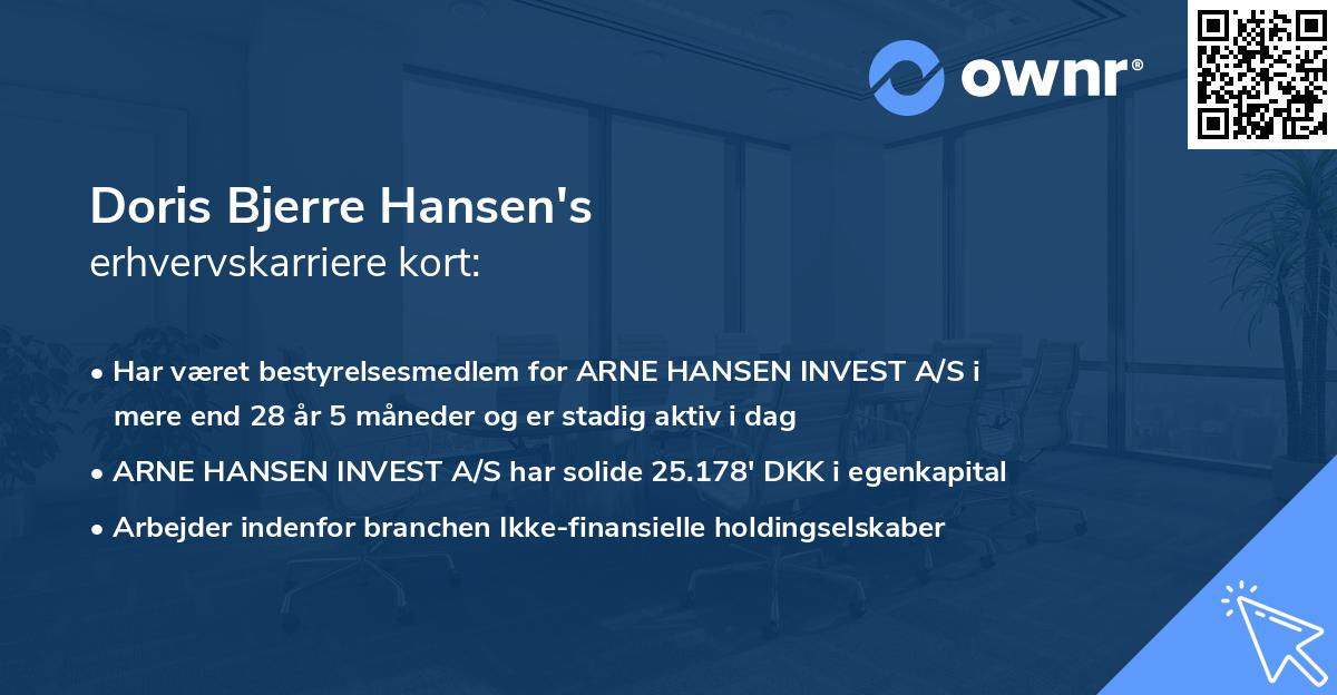 Doris Bjerre Hansen's erhvervskarriere kort