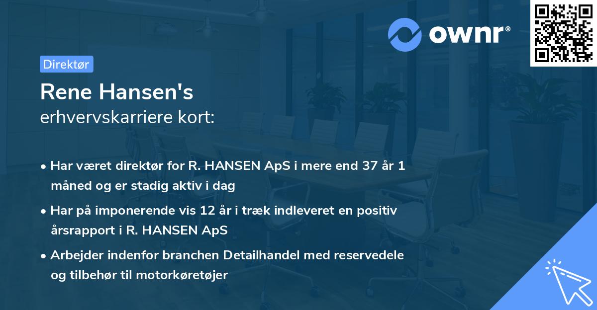 Rene Hansen's erhvervskarriere kort