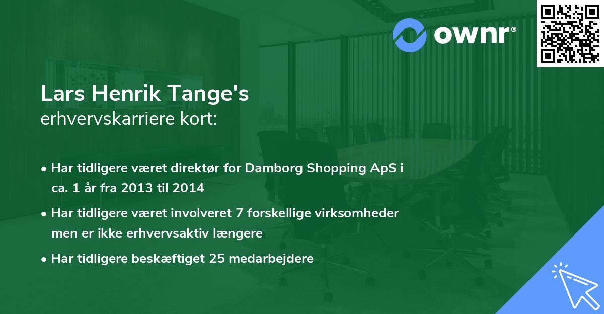 Lars Henrik Tange's erhvervskarriere kort