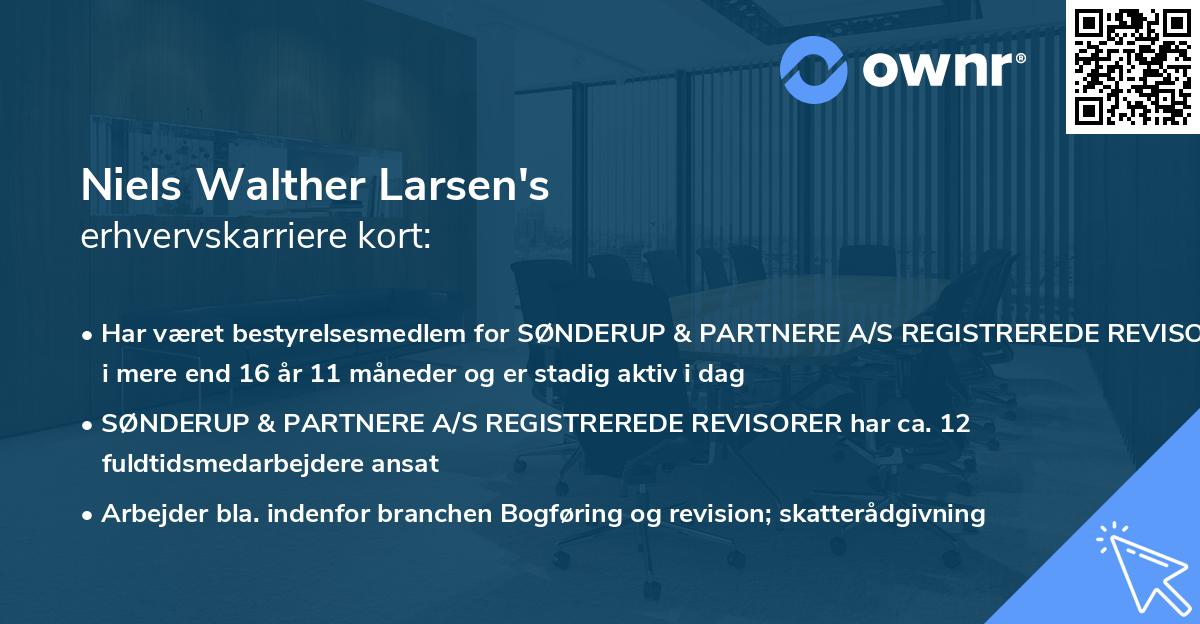 Niels Walther Larsen's erhvervskarriere kort