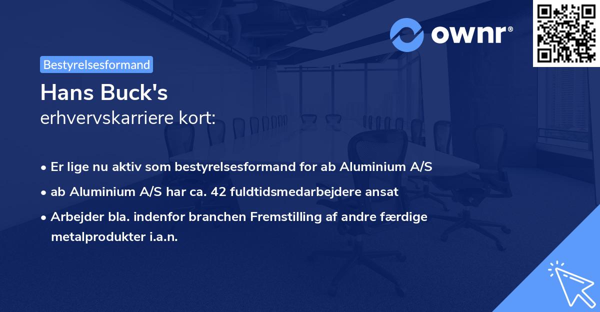 Hans Buck's erhvervskarriere kort