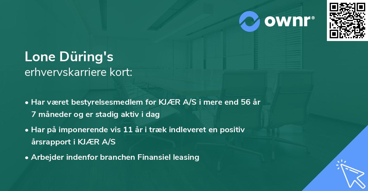 Lone Düring's erhvervskarriere kort