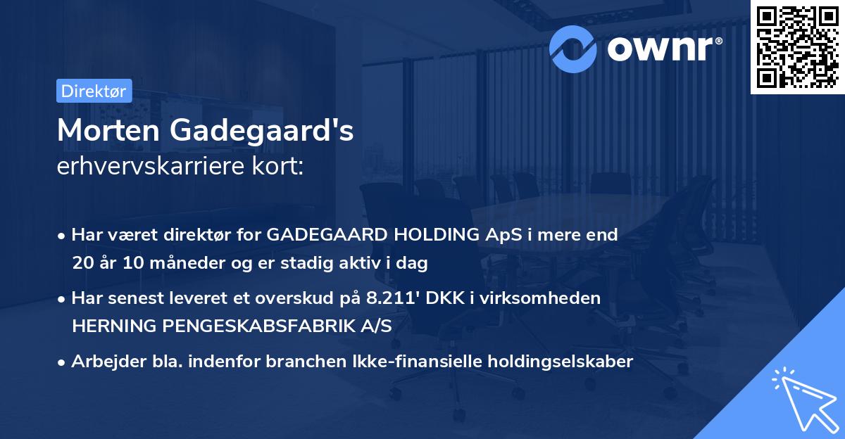 Morten Gadegaard's erhvervskarriere kort