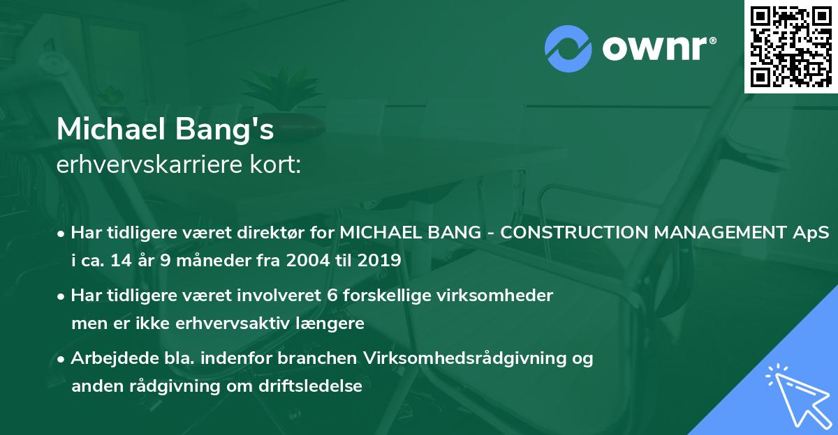 Michael Bang's erhvervskarriere kort