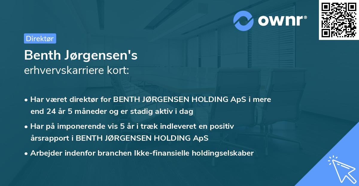 Benth Jørgensen's erhvervskarriere kort