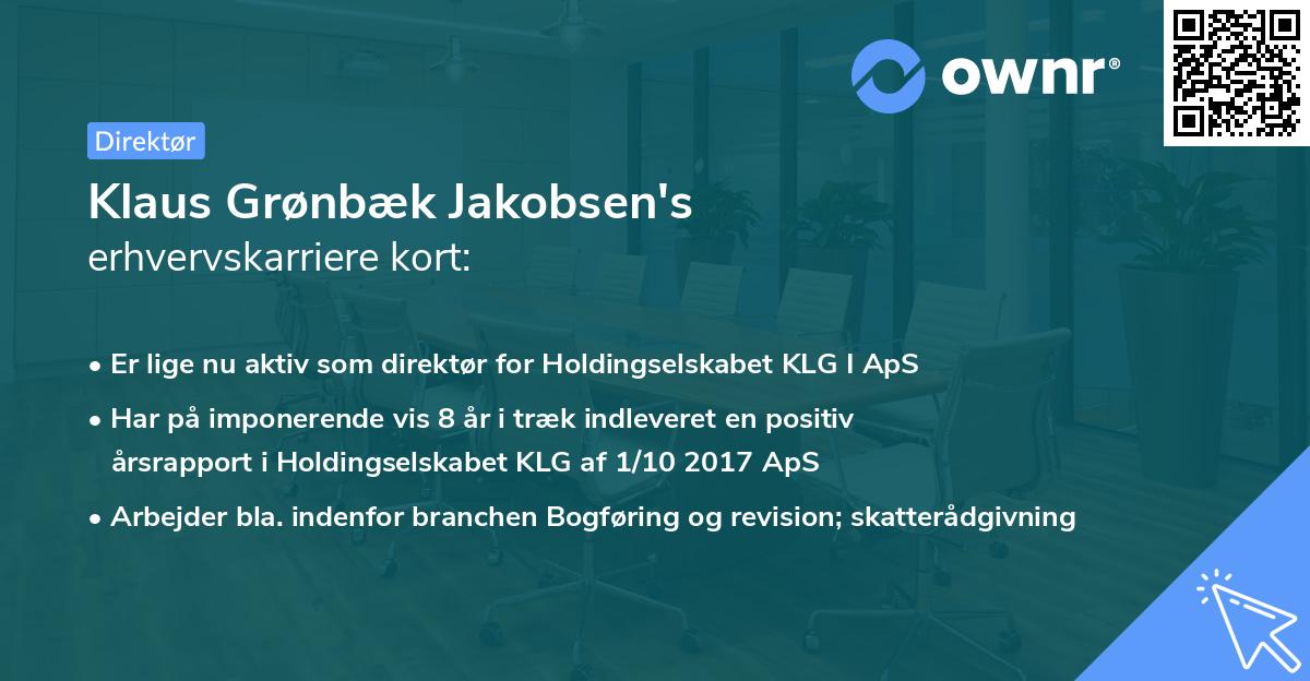 Klaus Grønbæk Jakobsen's erhvervskarriere kort