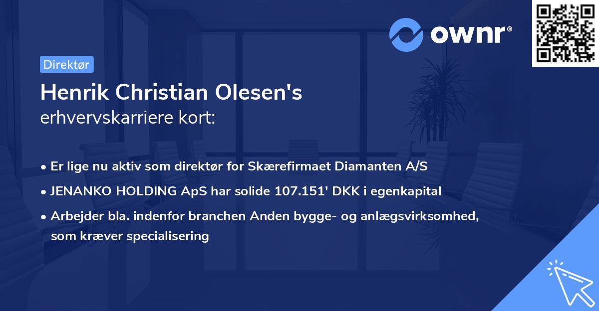 Henrik Christian Olesen's erhvervskarriere kort