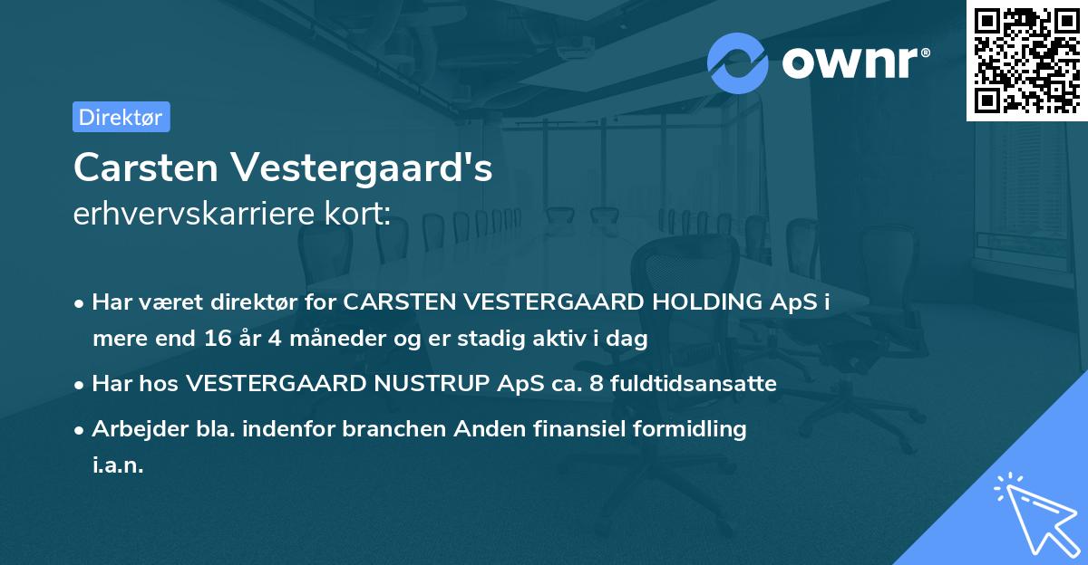 Carsten Vestergaard's erhvervskarriere kort