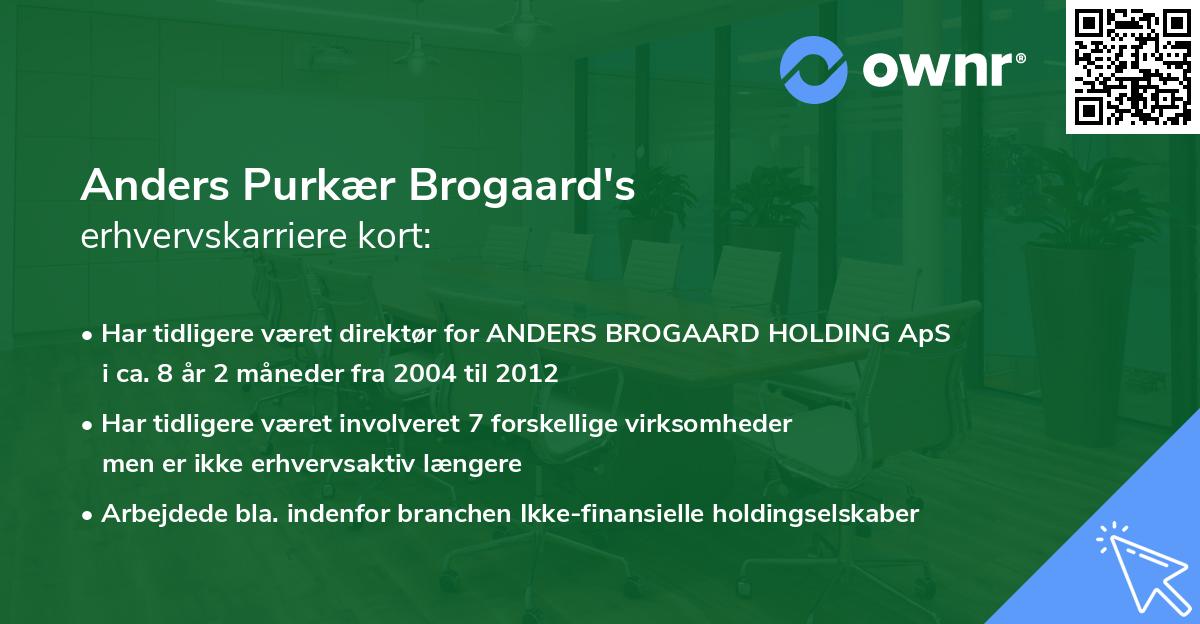 Anders Purkær Brogaard's erhvervskarriere kort