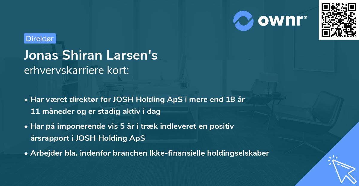Jonas Shiran Larsen's erhvervskarriere kort