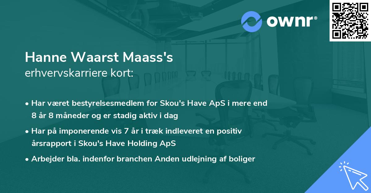Hanne Waarst Maass's erhvervskarriere kort