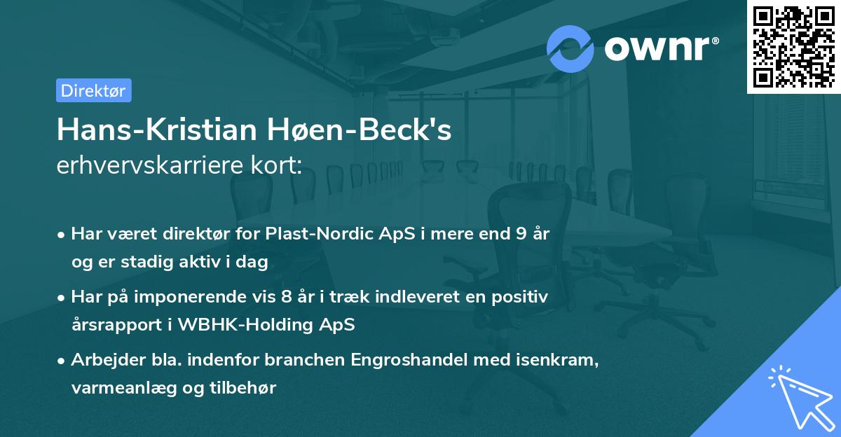 Hans-Kristian Høen-Beck's erhvervskarriere kort