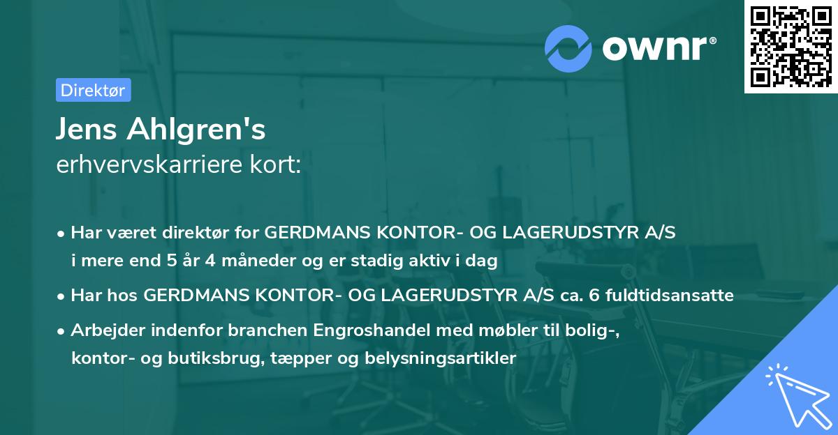 Jens Ahlgren's erhvervskarriere kort