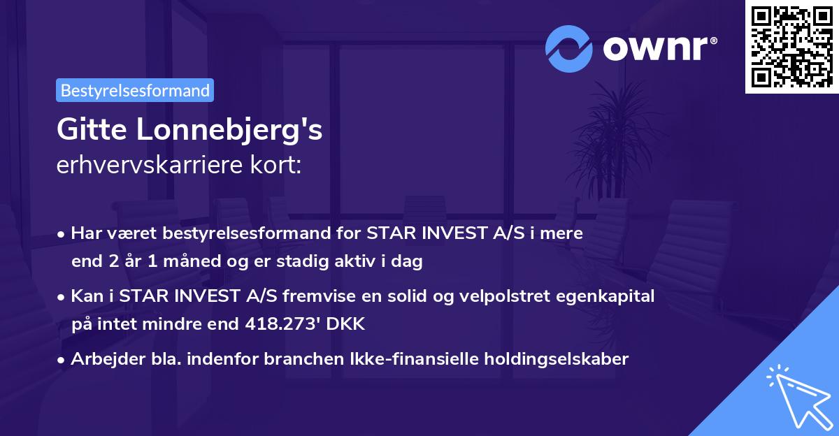 Gitte Lonnebjerg's erhvervskarriere kort