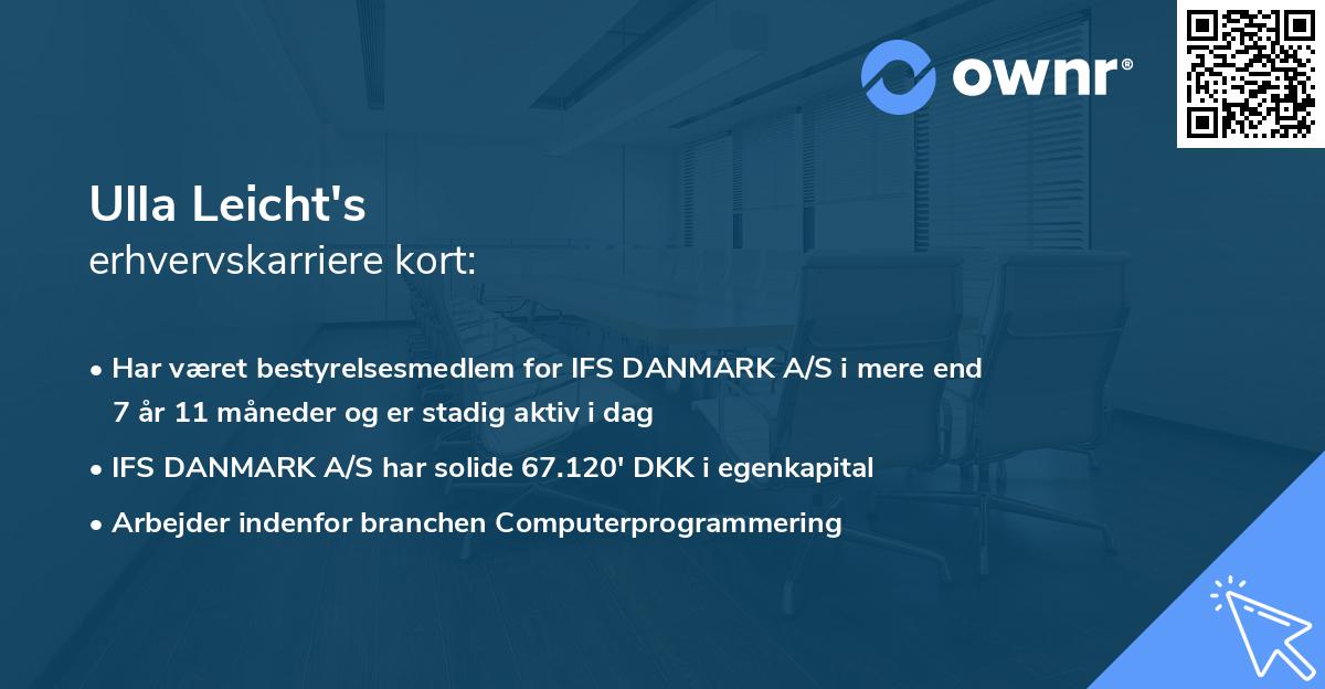 Ulla Leicht's erhvervskarriere kort