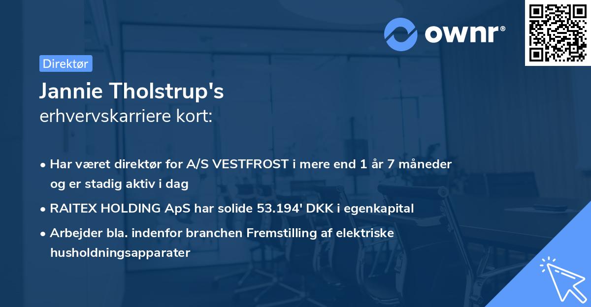 Jannie Tholstrup's erhvervskarriere kort