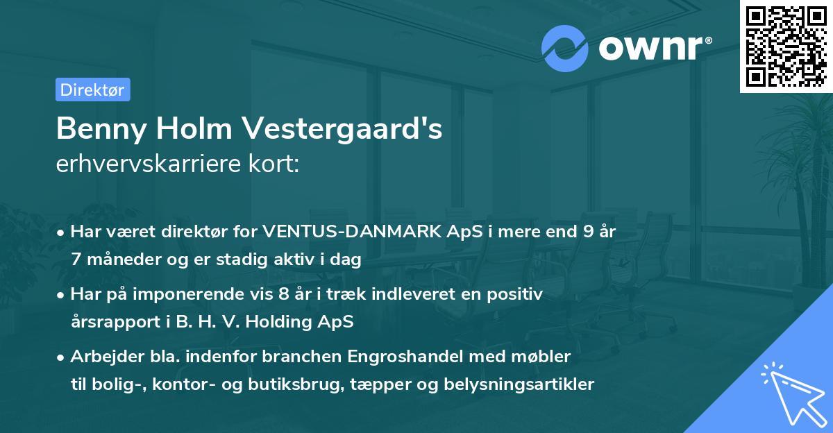 Benny Holm Vestergaard's erhvervskarriere kort