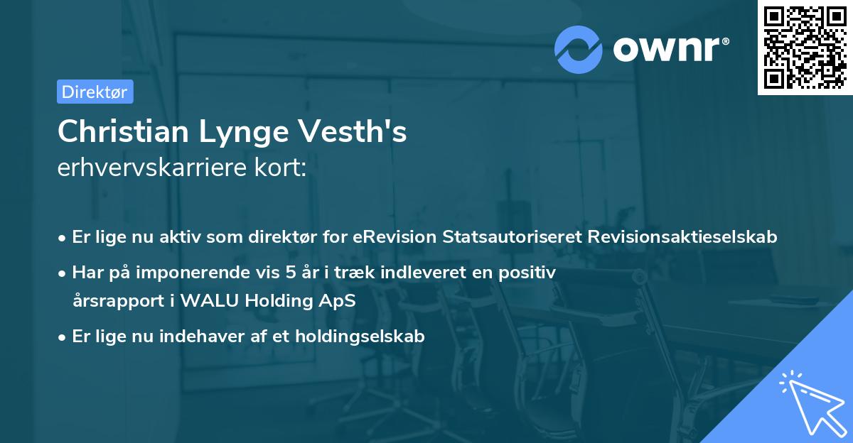 Christian Lynge Vesth's erhvervskarriere kort