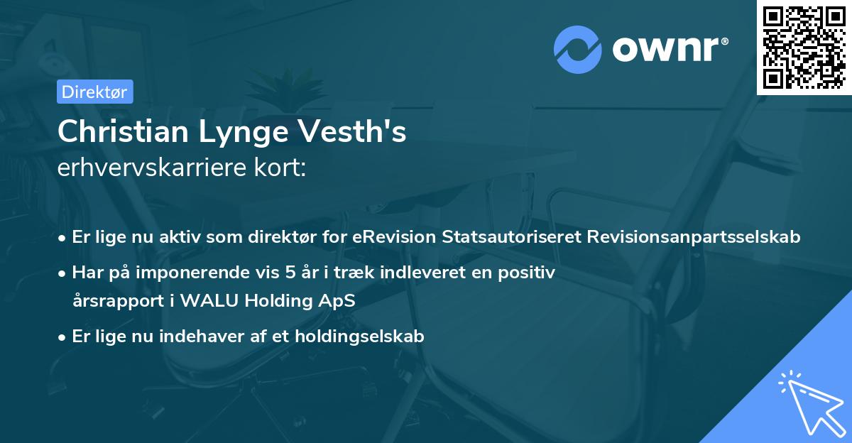 Christian Lynge Vesth's erhvervskarriere kort