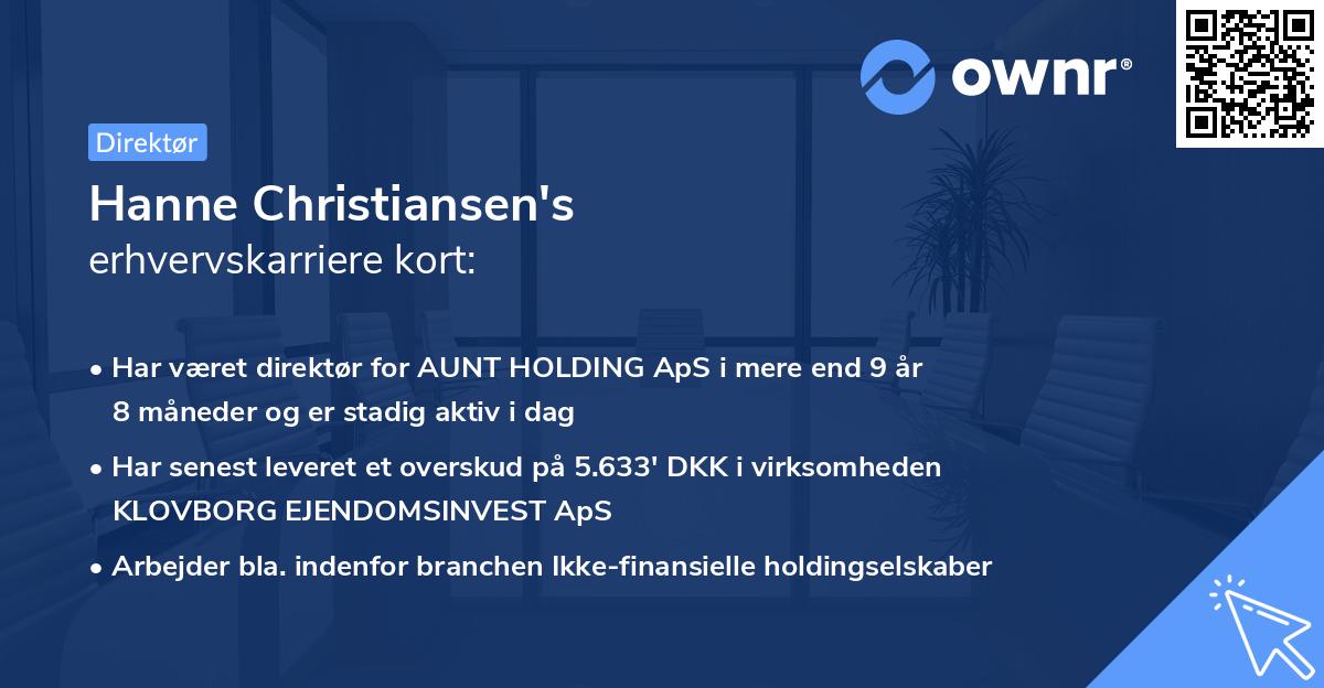 Hanne Christiansen's erhvervskarriere kort