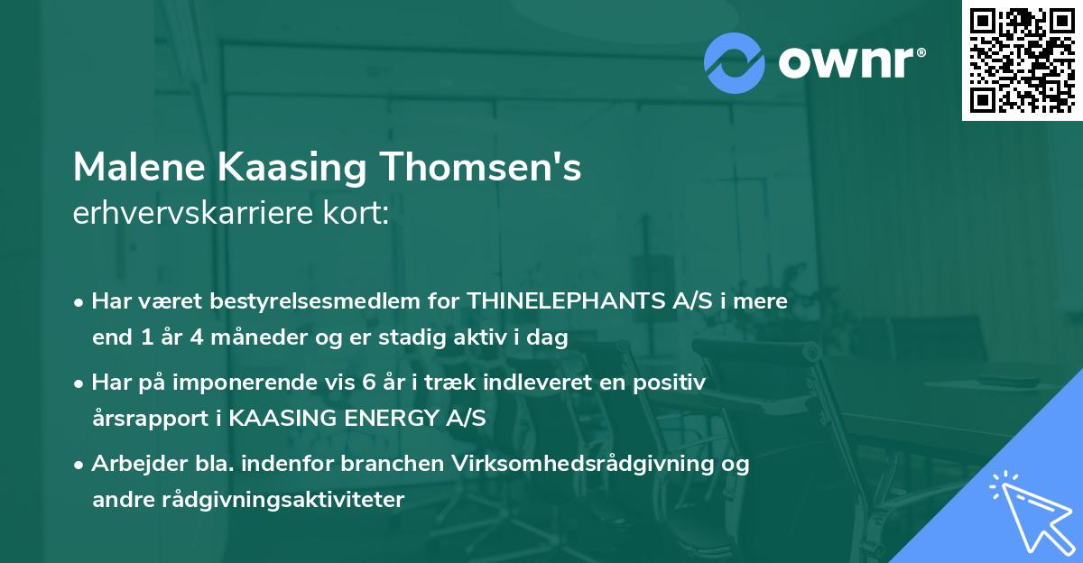 Malene Kaasing Thomsen's erhvervskarriere kort