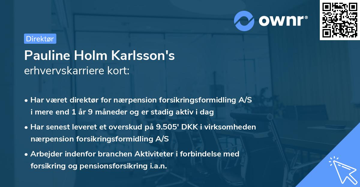 Pauline Holm Karlsson's erhvervskarriere kort