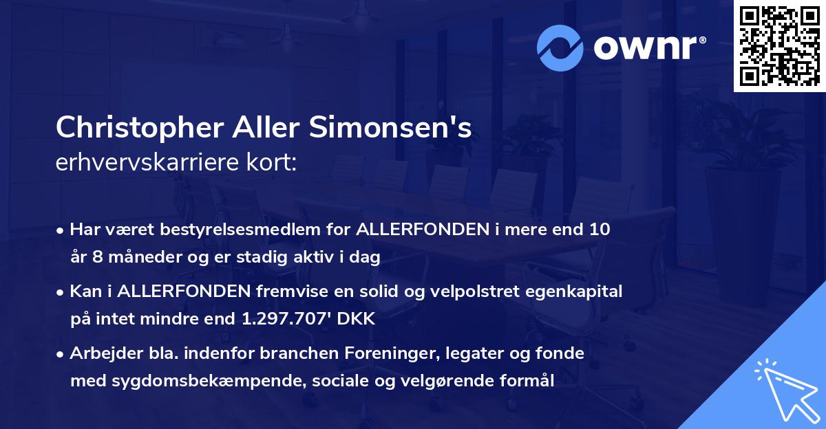 Christopher Aller Simonsen's erhvervskarriere kort