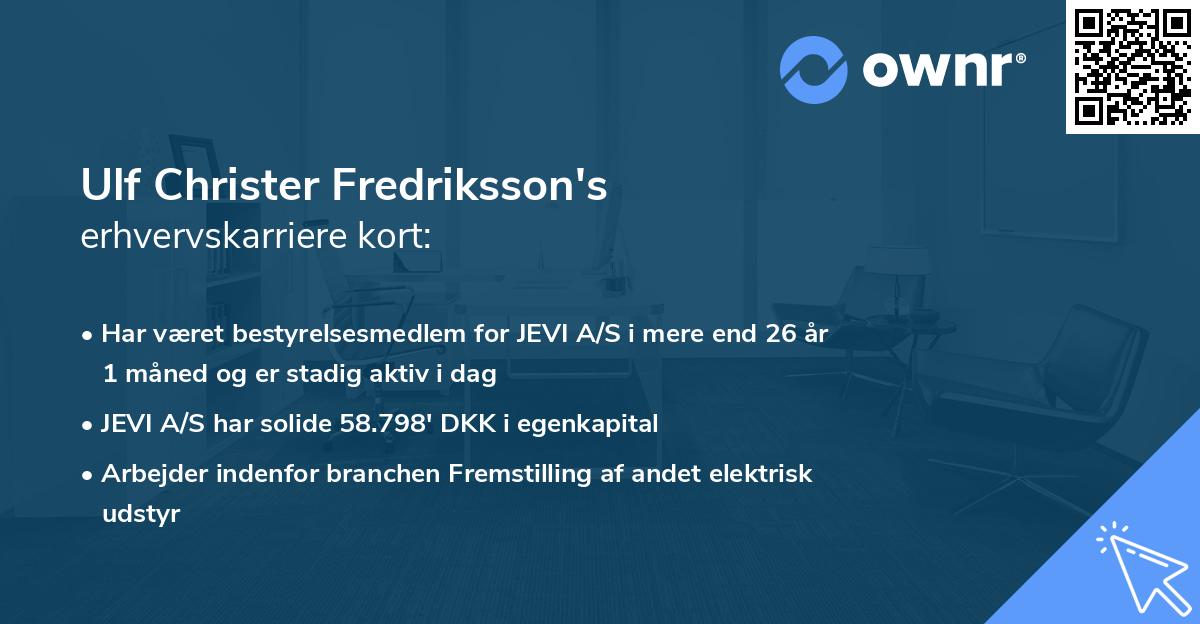 Ulf Christer Fredriksson's erhvervskarriere kort