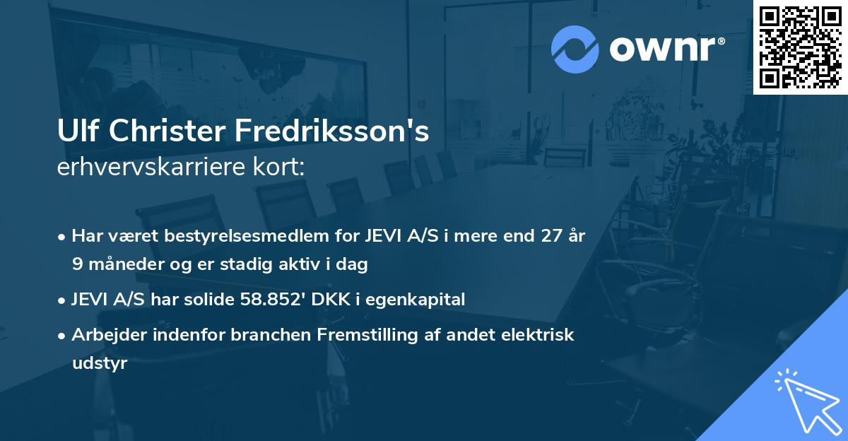 Ulf Christer Fredriksson's erhvervskarriere kort
