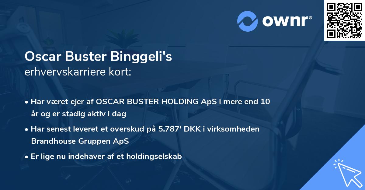 Oscar Buster Binggeli's erhvervskarriere kort