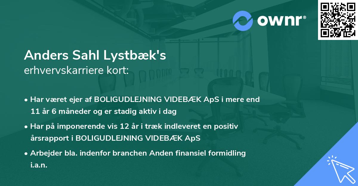 Anders Sahl Lystbæk's erhvervskarriere kort