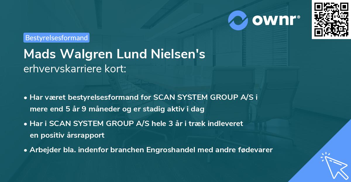 Mads Walgren Lund Nielsen's erhvervskarriere kort