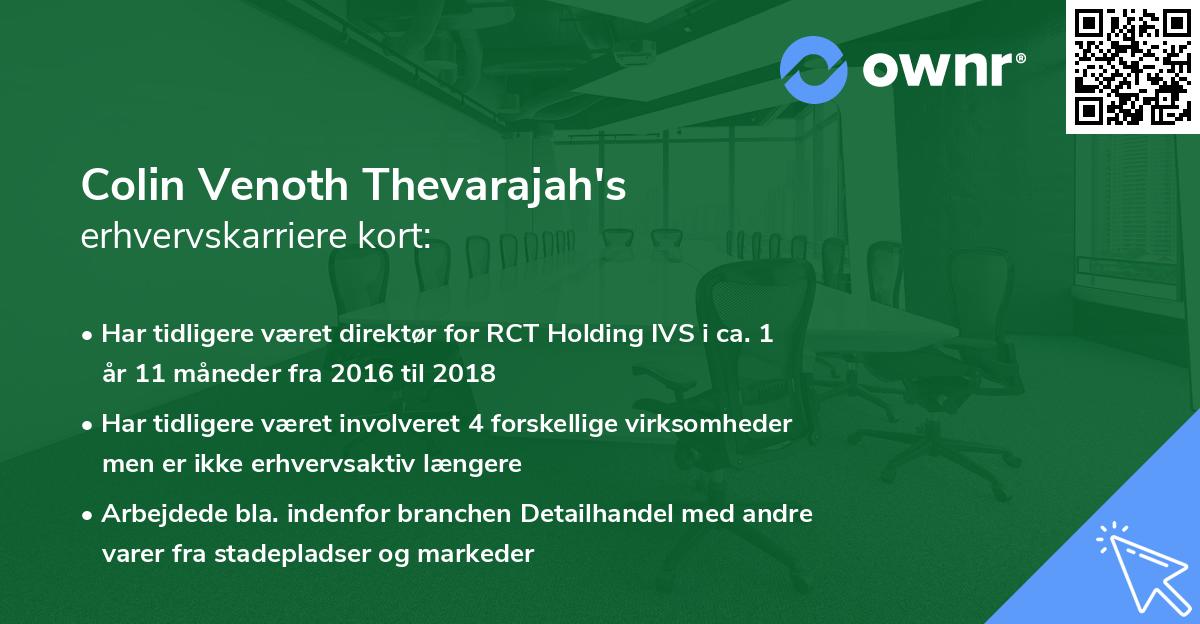 Colin Venoth Thevarajah's erhvervskarriere kort