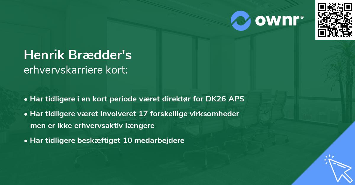 Henrik Brædder's erhvervskarriere kort