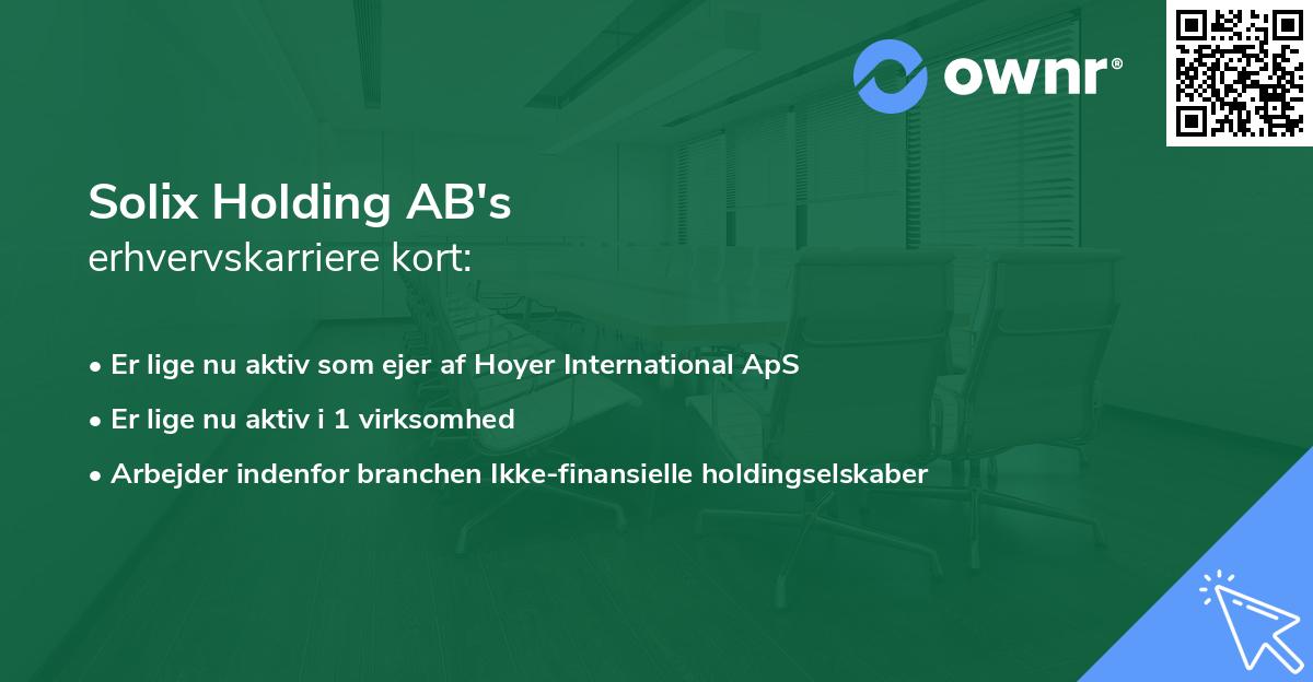 Solix Holding AB's erhvervskarriere kort