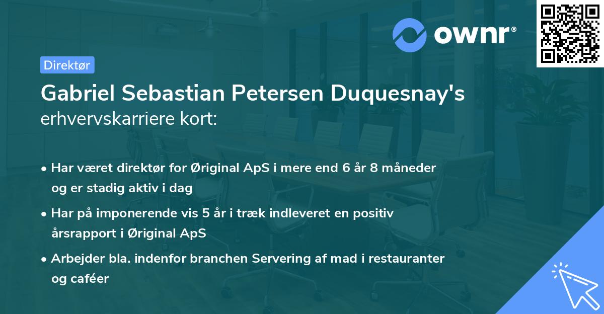 Gabriel Sebastian Petersen Duquesnay's erhvervskarriere kort