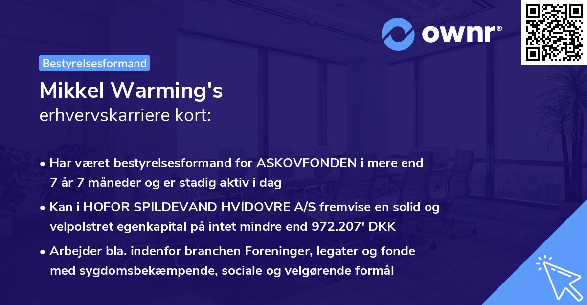 Mikkel Warming's erhvervskarriere kort