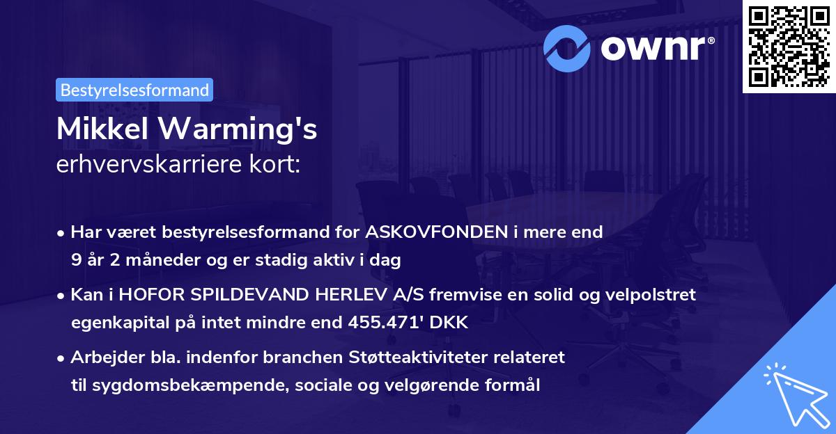 Mikkel Warming's erhvervskarriere kort