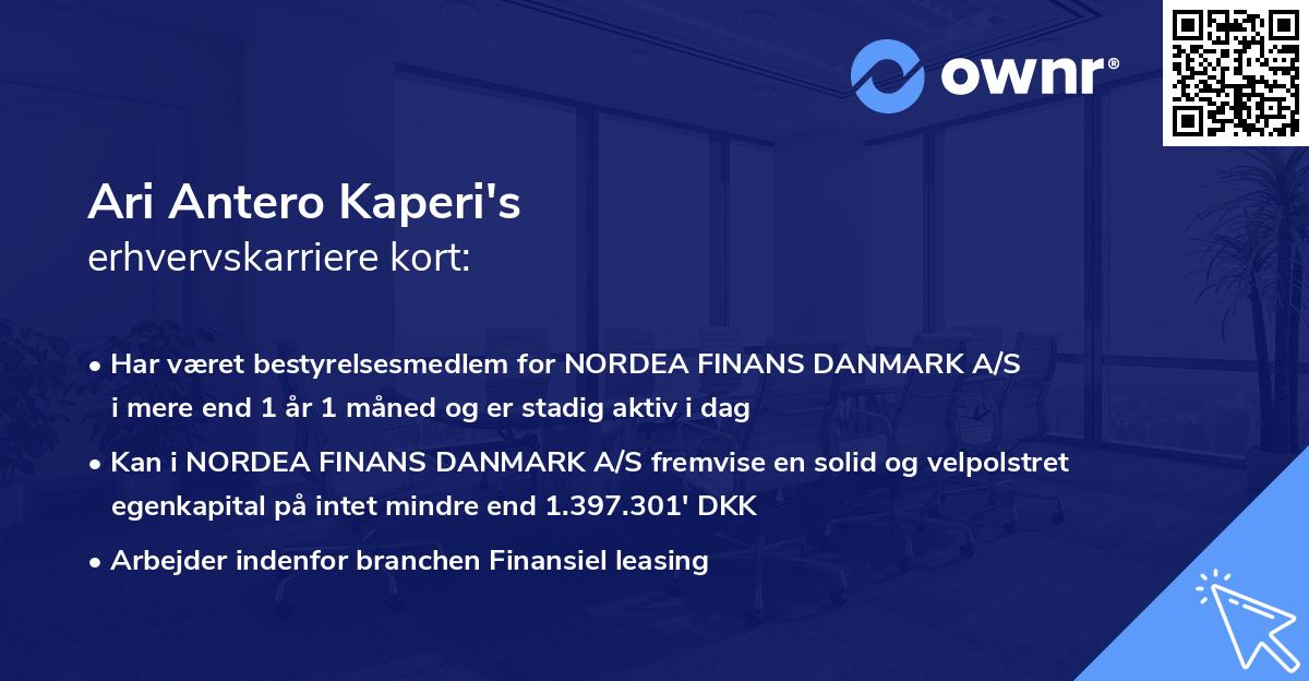 Ari Antero Kaperi's erhvervskarriere kort